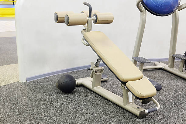 istock fitness hall with sport equipment 611169952