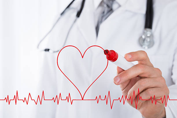 istock Doctor Drawing Heart Symbol Near Electrocardiogram 611171704