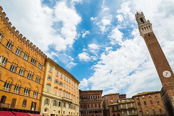 istock Piazza del Campo in Siena under a cloudy sky 611171780