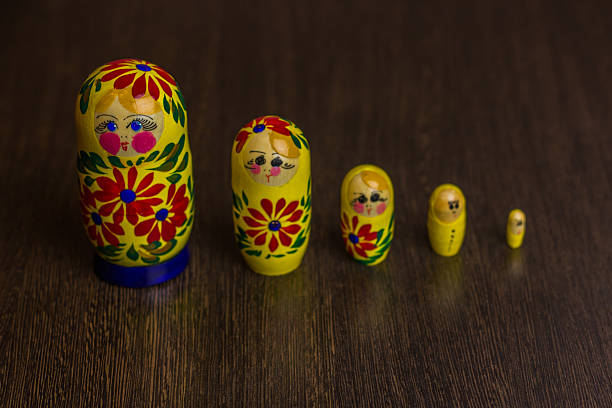 ロシアのネスティング人形、バブシュカ、マトリョーシカ - babushka russian nesting doll doll green ストックフォトと画像