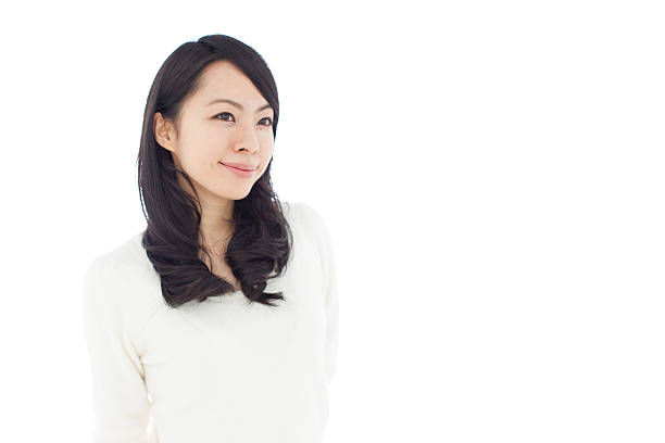 Japanese woman in white background