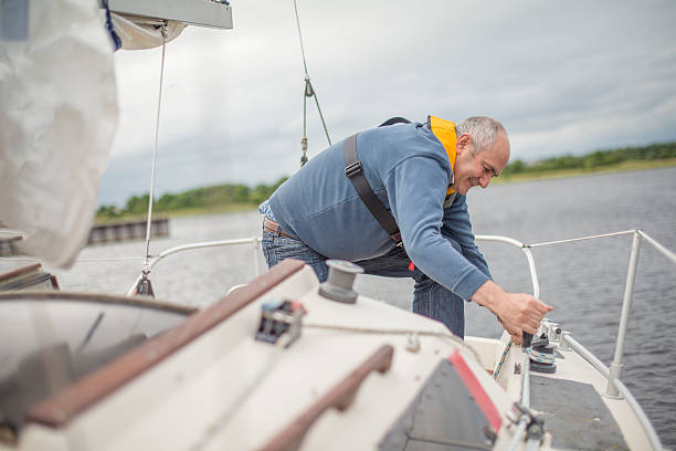 istock Senior man on the open waters 611176474