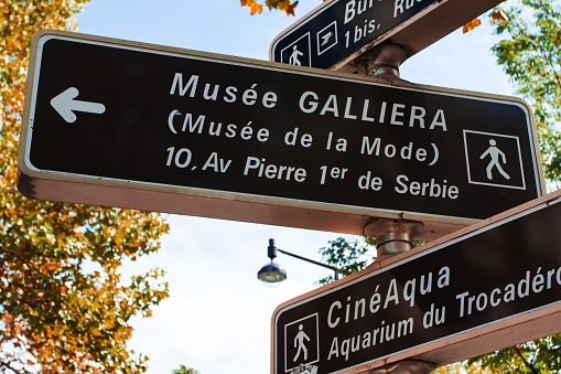 Paris Street directions and signs to galliera museum
