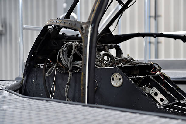istock Helicopter fuselage in a factory 611178398