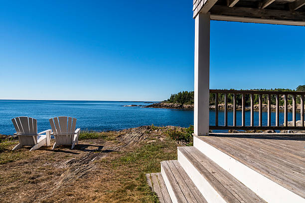 istock Porch in Maine with with ocean view 611179670