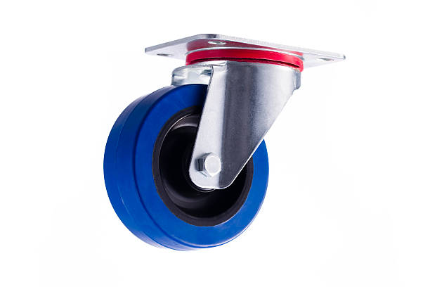 istock Industrial single steel caster without lock isolated on white ba 611181102