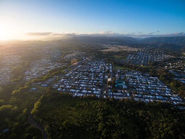 aerial view of toa alta puerto rico - puerto de sol imagens e fotografias de stock