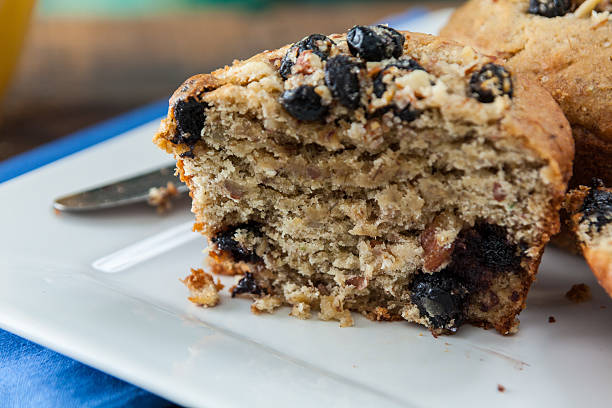 istock Banana Nut Muffin Close Up Served With Coffee For Breakfast 611182744