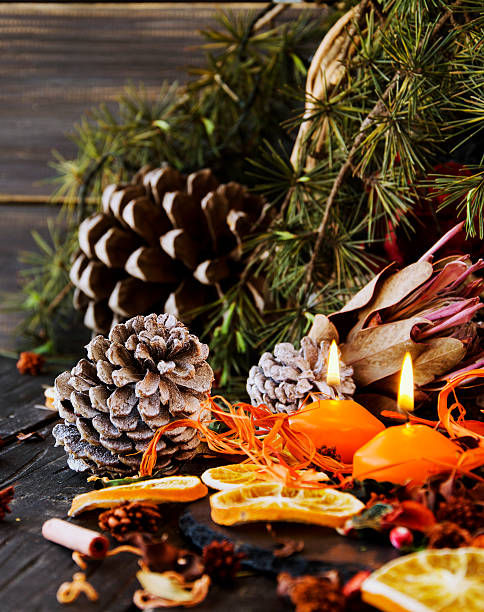istock Christmas decoration with fir branches 611184228