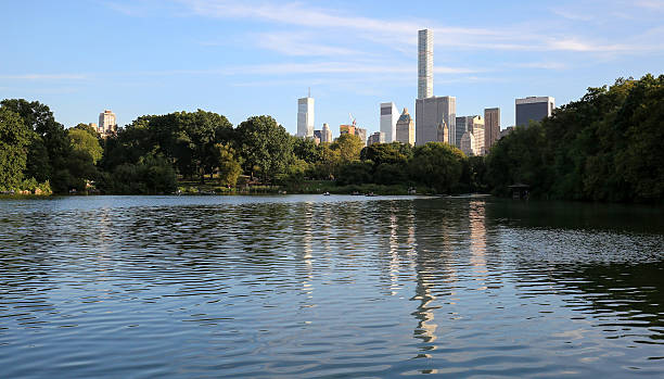 istock New York City Skyline reflected in Central Park Lake 611186798