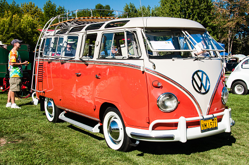 Murphys,California, United States - September 26, 2015: A 1961 Volkswagen Type 2 Transporter on display at the annual Ironstone  concours d'elegance.