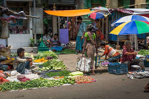 Indian street market stock photo