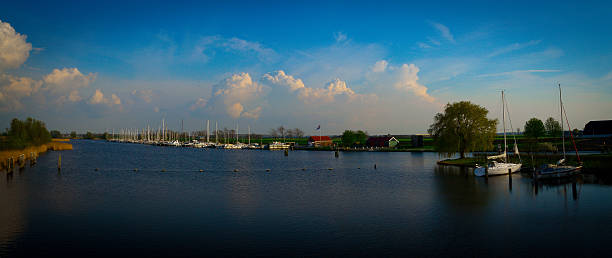 istock Panoramic view of Dintelse Gorzen's harbour, the Netherlands 611192122