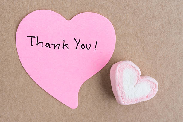 istock Thank you note in heart shape paper 611197984