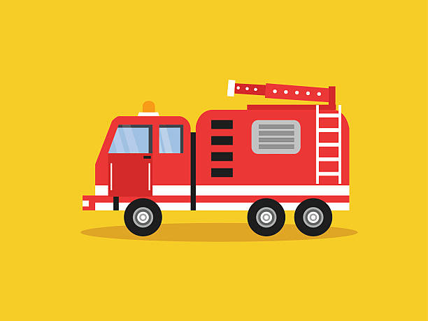 czerwony wóz strażacki z białymi paskami ilustracja wektorowa - fire engine flash stock illustrations