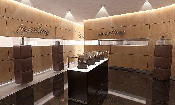 Modern Jewelry Store Interior Design Modern Jewelry Store Interior Design jewelry store stock pictures, royalty-free photos & images