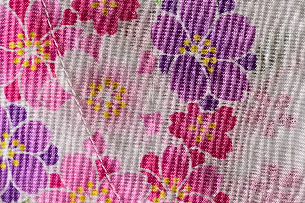 Colorful floral texture on cotton fabric