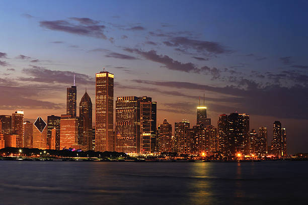istock Chicago Skyline Panorama at Dusk 611206124