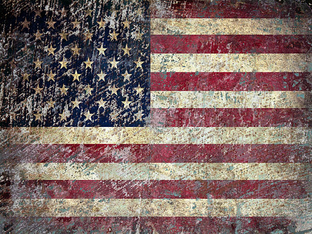 istock Flag of USA, painted on a grunge Wall 611206862