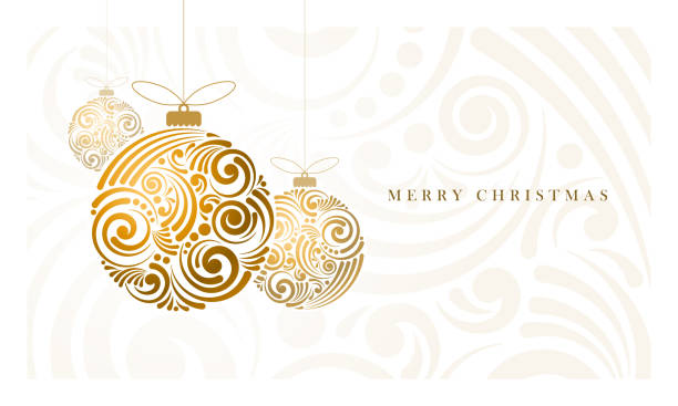 Abstract Christmas Balls Vector Christmas greeting card with abstract swirl Christmas balls. christmas tree ornaments stock illustrations