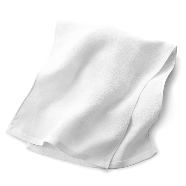 toalla blanca aislada sobre fondo blanco - toalla fotografías e imágenes de stock
