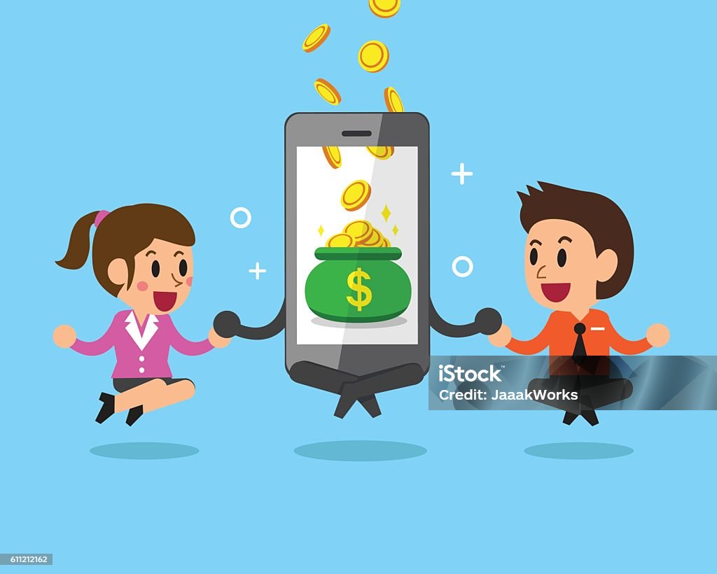 Ilustración de El Concepto De Negocio De Dibujos Animados Smartphone Ayuda A Los Empresarios A Ganar Dinero y más Vectores Libres de Derechos de Adulto - iStock Ilustración de El Concepto De Negocio De Dibujos Animados Smartphone Ayuda A Los Empresarios A Ganar Dinero y más Vectores Libres de Derechos de Adulto - iStock