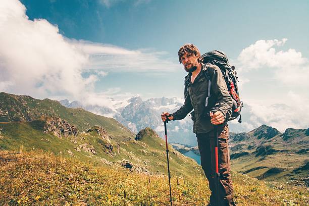 istock Man hiking Travel Lifestyle concept 611212812