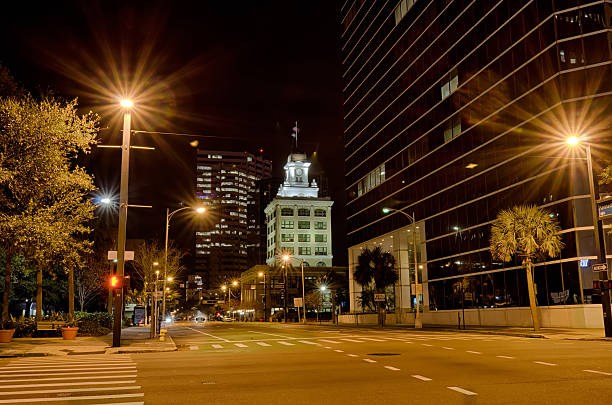 istock Downtown tampa florida skyline at night 611213276