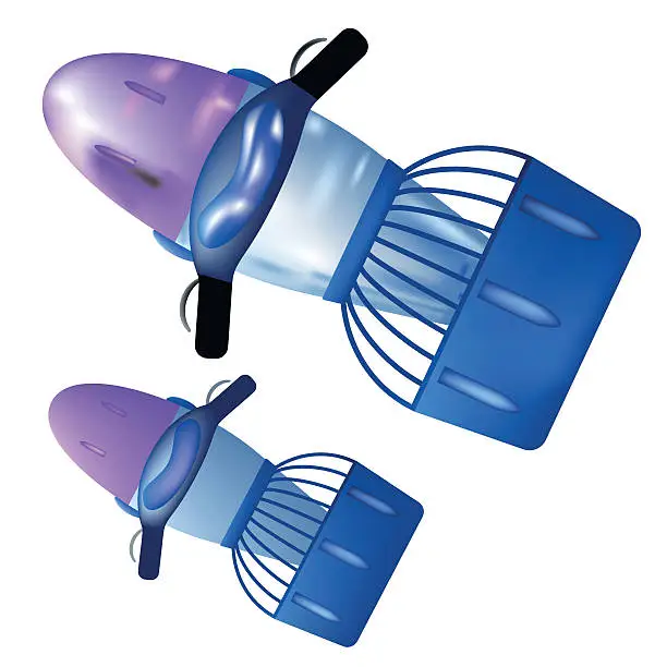 Vector illustration of underwater sea scooter snorkeling diving equipment vector