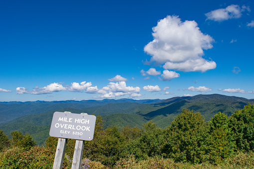 A scenic view of the Appalachian Mountains in Great Smoky Mountains National Park in North Carolina.