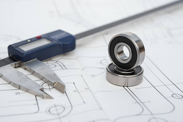 istock bearing and caliper on a mechanical engineering drawing 611215750
