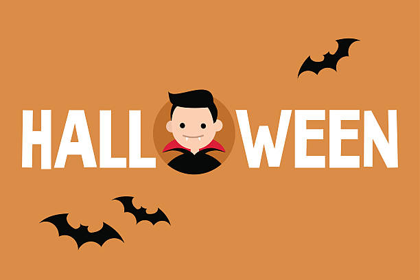 istock Halloween conceptual sign: Dracula and black silhouettes of bats 611216146