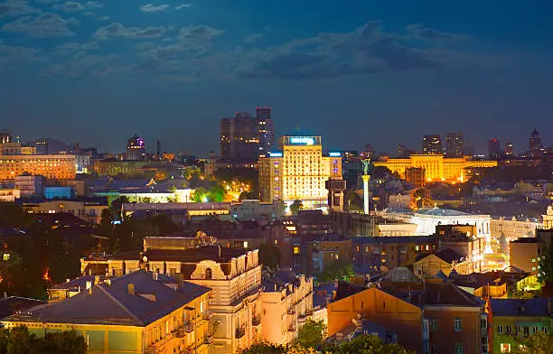 Photo of Kiev at night. Ukraine