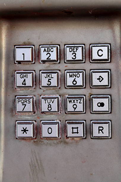 istock Vintage public phone metal console. 611288100