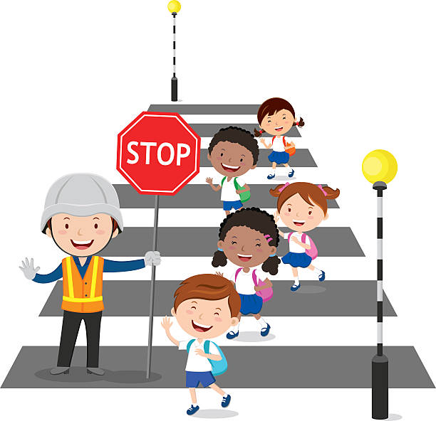 건널목 the road  - crossing guard stock illustrations