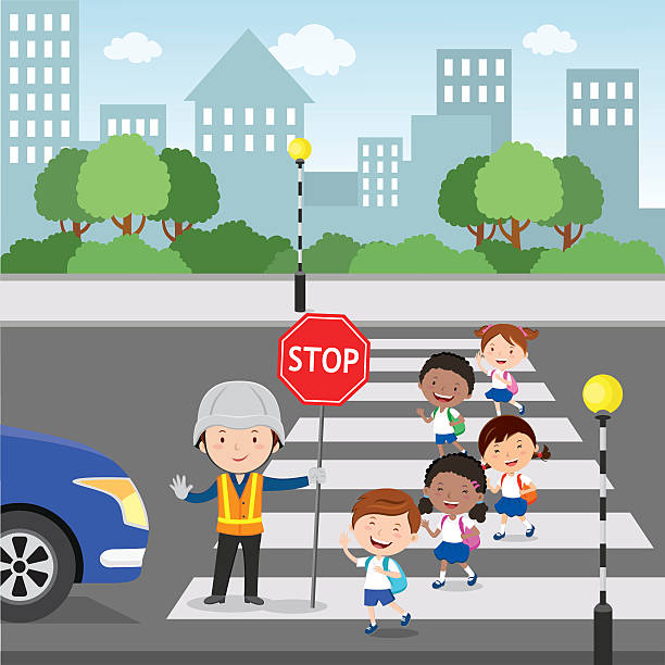 ilustraciones, imágenes clip art, dibujos animados e iconos de stock de cruce la calle  - crossing guard