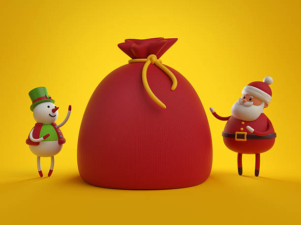 istock 3d render, digital illustration, snowman and santa claus, 611297156