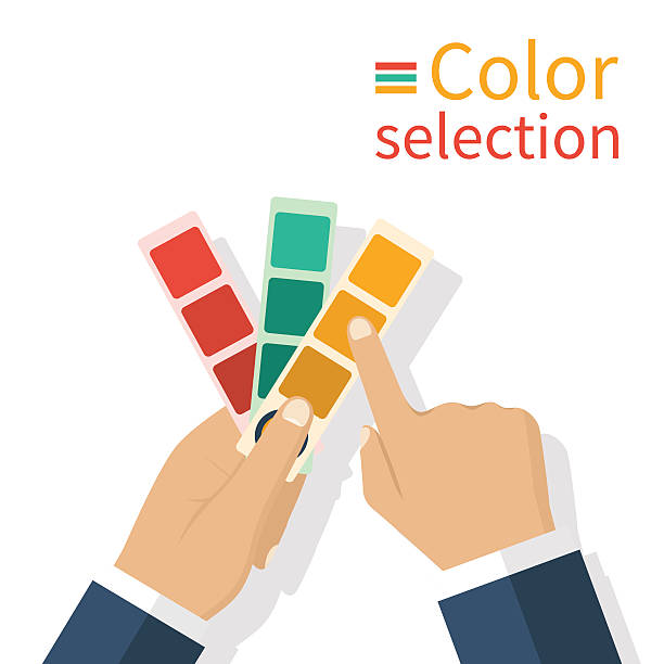 ilustrações, clipart, desenhos animados e ícones de segurando amostras de paleta - color swatch home improvement choice colors