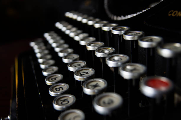 istock Antique Typewriter. Vintage Machine Closeup Photo. 611299800