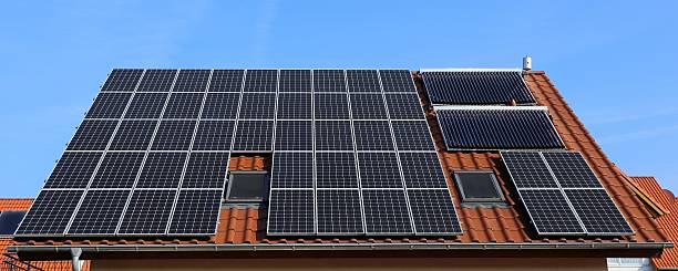 istock Roof with solar panels 611300446