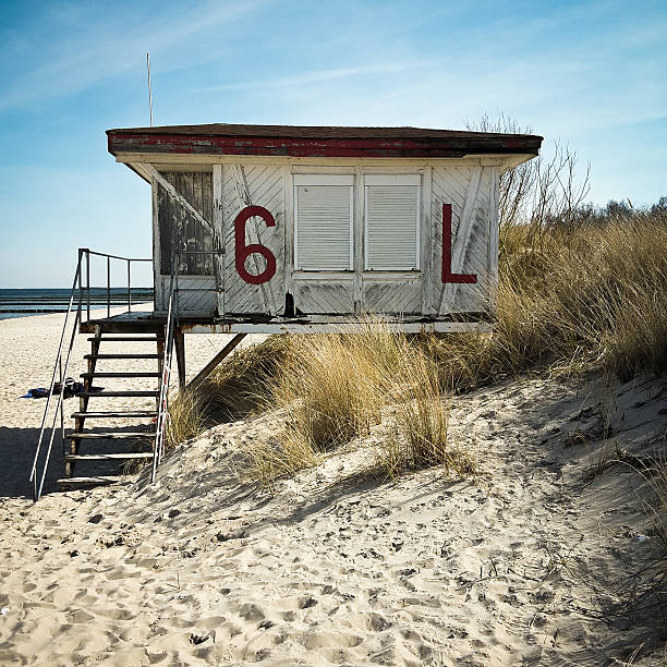 istock Lifeguard tower on the Baltic Sea beach 611302690