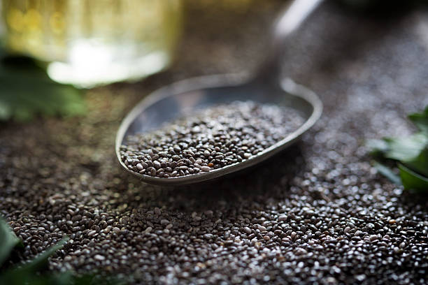 istock Silver spoon oil chia seeds 611307236
