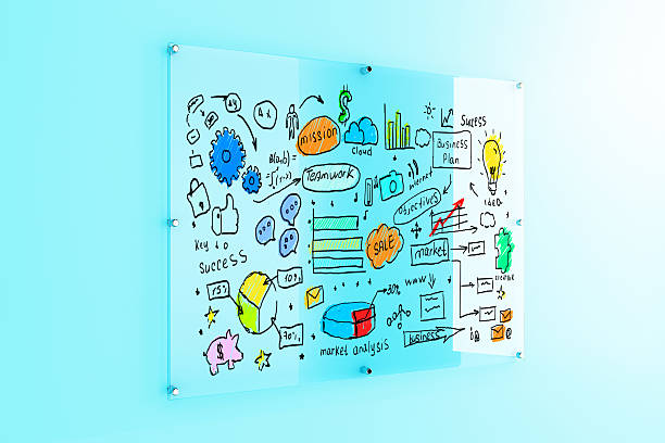 istock Business sketch on glass plate 611308168