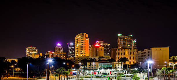 istock Downtown tampa florida skyline at night 611308928
