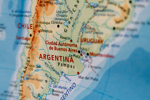 Map closeup macro in Argentina