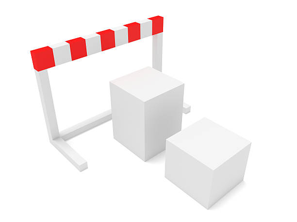 istock Cubes As Stairs In Front of A Hurdle, 3d illustration 611315136