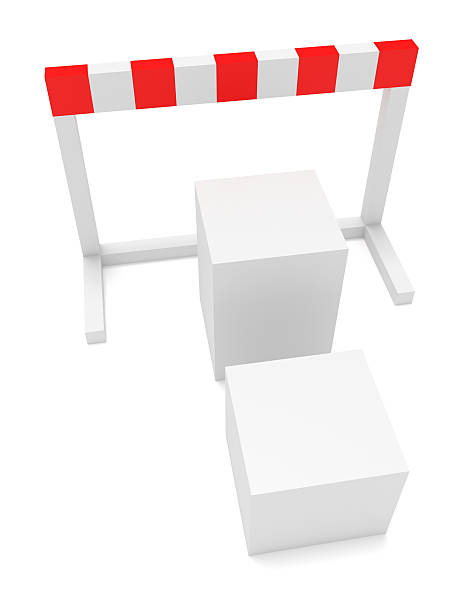 istock Cubes As Stairs In Front of A Hurdle, 3d illustration 611316220