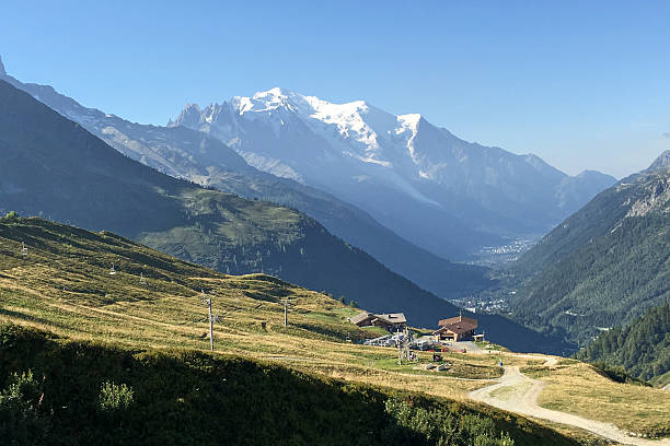 istock Cable Cars Above Chamonix Valley with Mont Blanc in Background 611318032