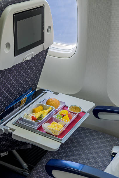 istock Tray of food on the plane 611319332