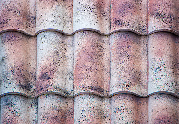 istock Metal tile roof useful for background or pattern 611321028